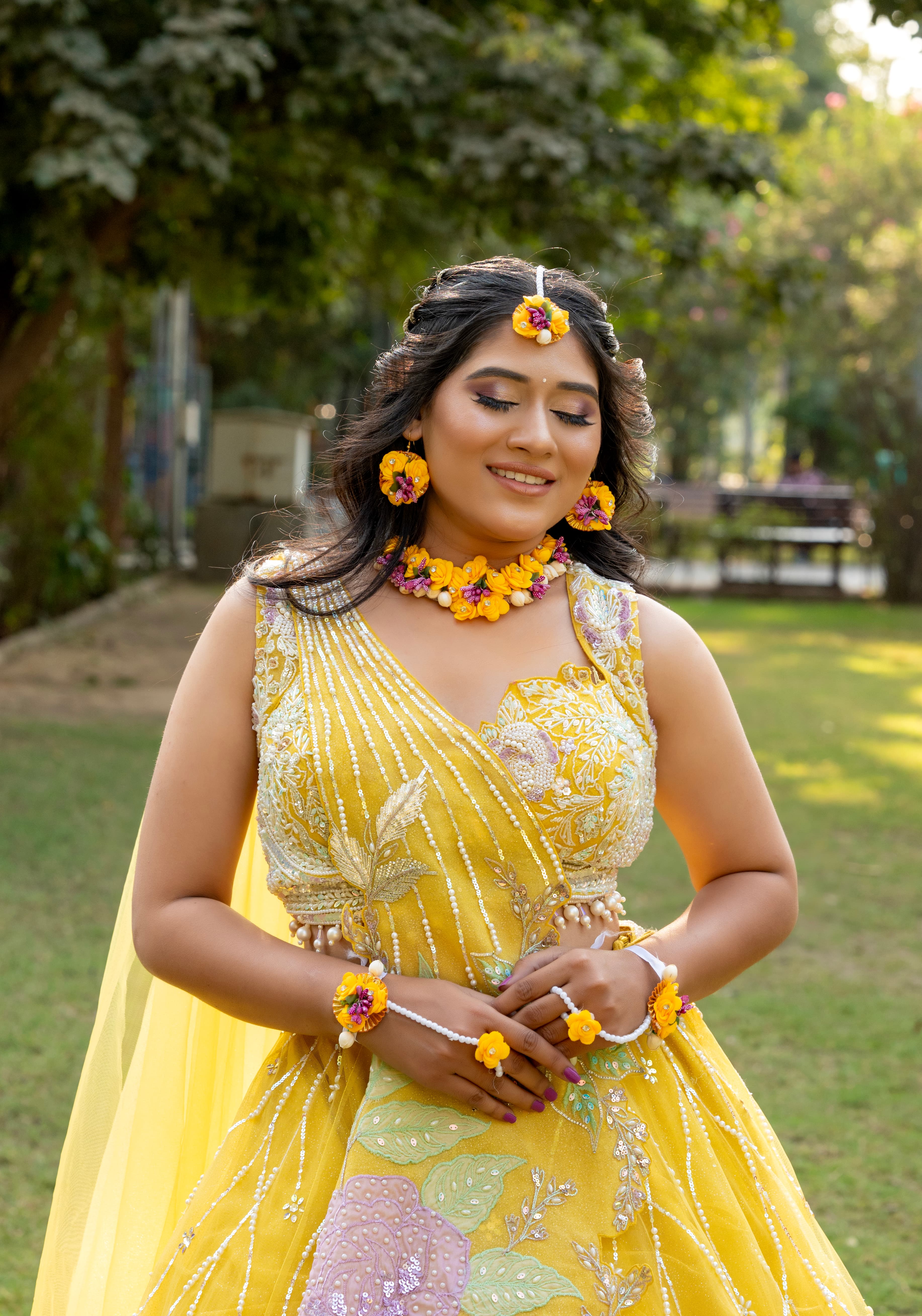 Romantic engagement makeup with glowing skin