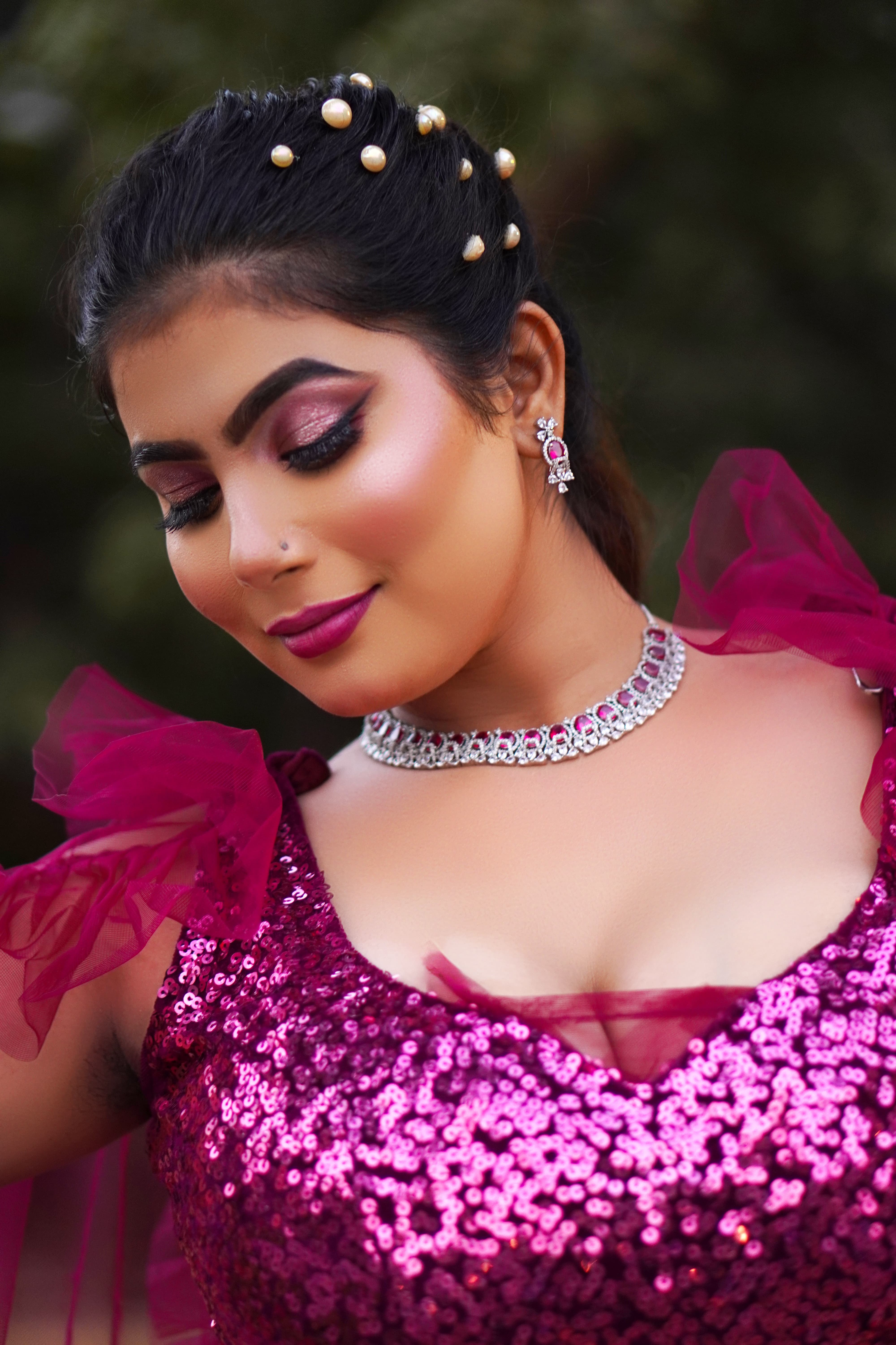 Natural makeup with dewy skin finish